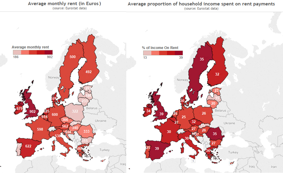 Where Europeans Spend the Most on Rent, Mapped