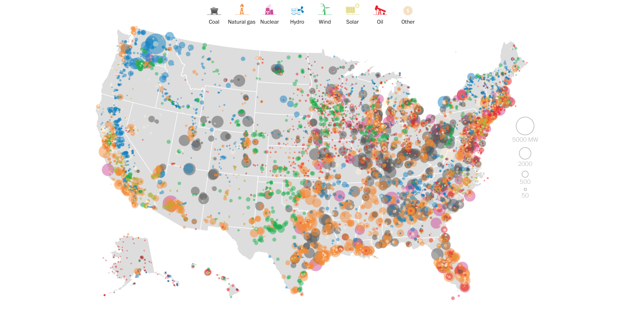 Mapping how US generates Electricity