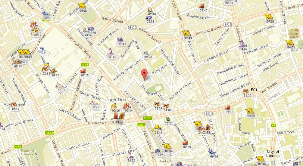 POkemon go live map data visulisation